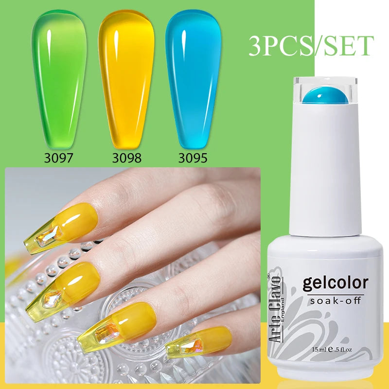 3PCS/Set Arte Clavo Gel Nail Polish Kit 15ml Nail Art UV LED Gel Set For Manicure Long Lasting Gel Polish Set Soak off Varnishes