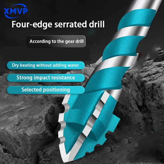 Four-edge serrated eccentric drill bit, high-hardness tile drilling, concrete Nemesis, super-hard special electric drill