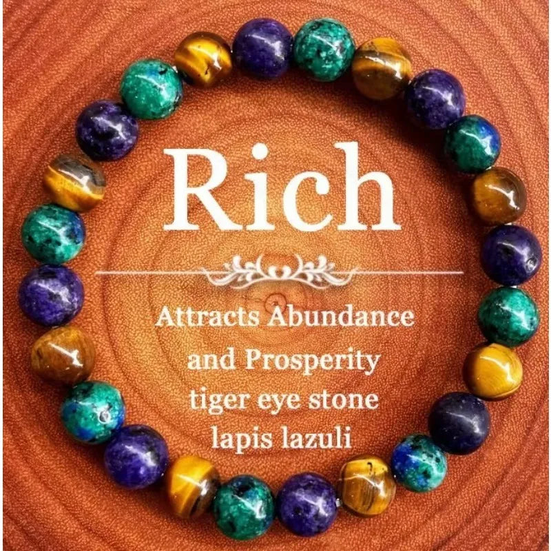 Tiger Eye Amethyst Bracelet for People Lucky Stone Jewelry Anxiety Relief Healing Crystal Gift for Wealth Abundance and Stress