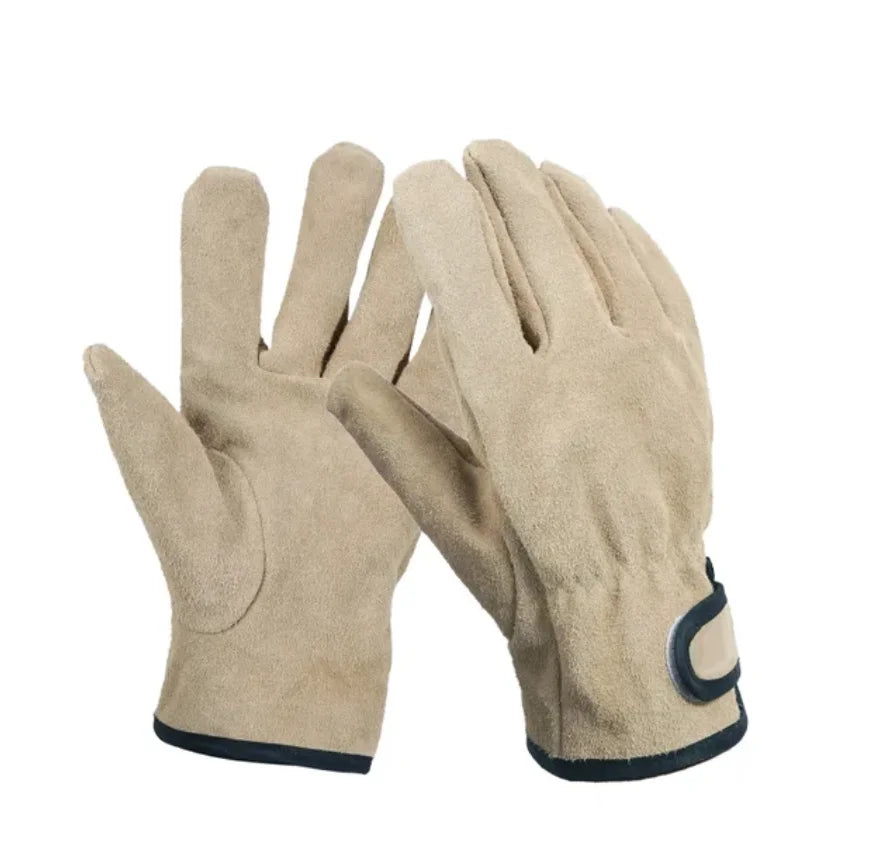 Leather Fire Resistant Heat Resistant Gloves Outdoor Barbecue Heat Resistant Wear Resistant Cooking Oven Gloves Two Layer