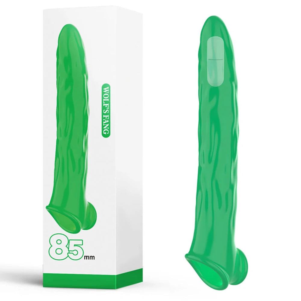 Vibrating Penis Sleeve Extension Condom Dick Glans Enlargement Cock Rings Delay Ejaculation Adult Goods Sex Toys For Men Couples
