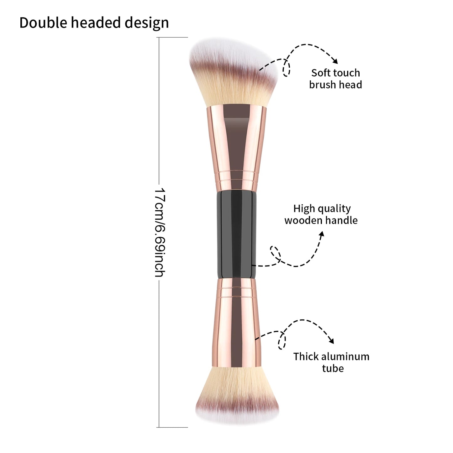 Concealer Brush, 1pcs Wooden Classic Double headed design Multifunctional Makeup Brush Cosmetic Makeup Tool for Beginner