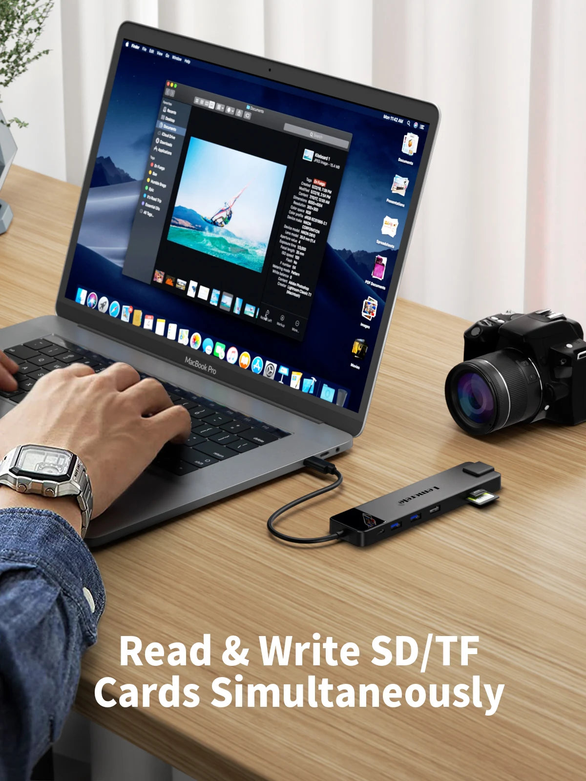 Lemorele 4K USB Hub USB C to Dual HDMI VGA Gigabit Docking Station USB 3.0 VGA Adapter SD Card Readers  for Windows MacBook Air