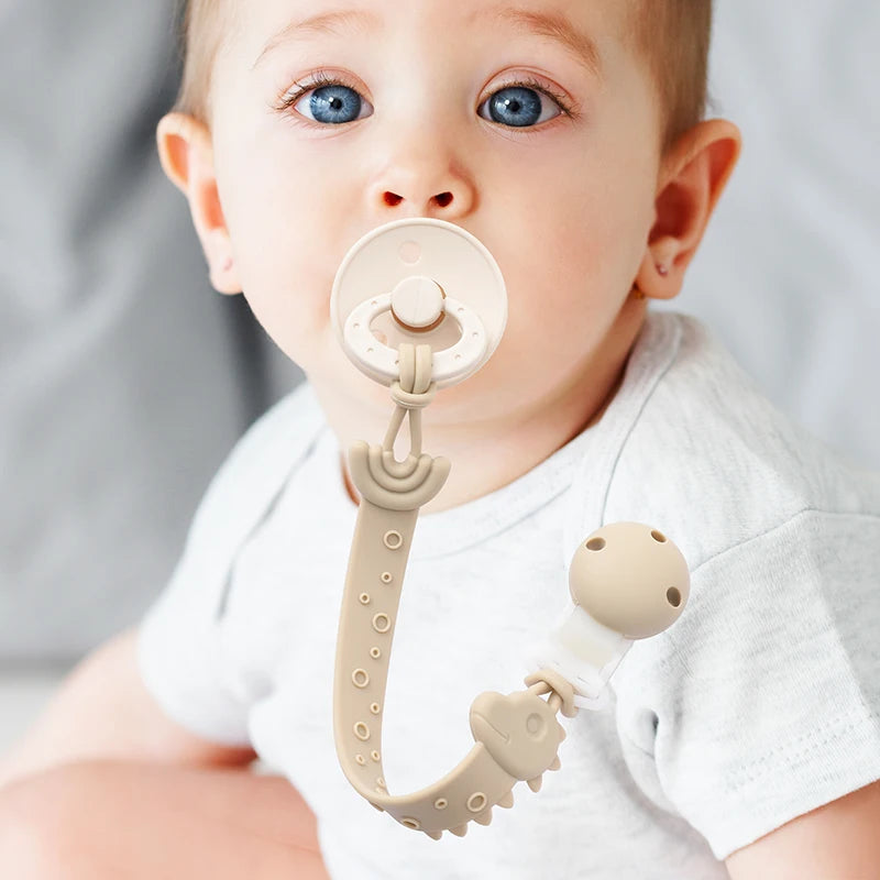 One-Piece Silicone Pacifier Clip Holder, Soft Flexible Pacifier Clips Binky Clips for Baby Boys and Girls,  Baby Accessories