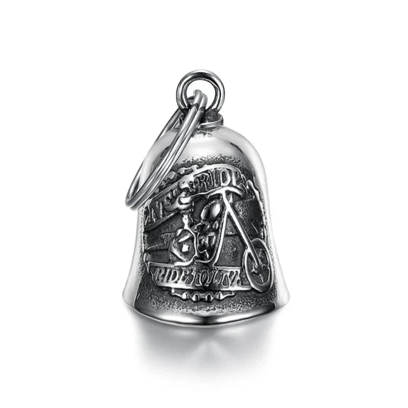 Biker Motorcycle Bell Necklace Charm Men\\\\'s Trend Jewelry Lucky Bell Pendant with Stainless Steel Chain