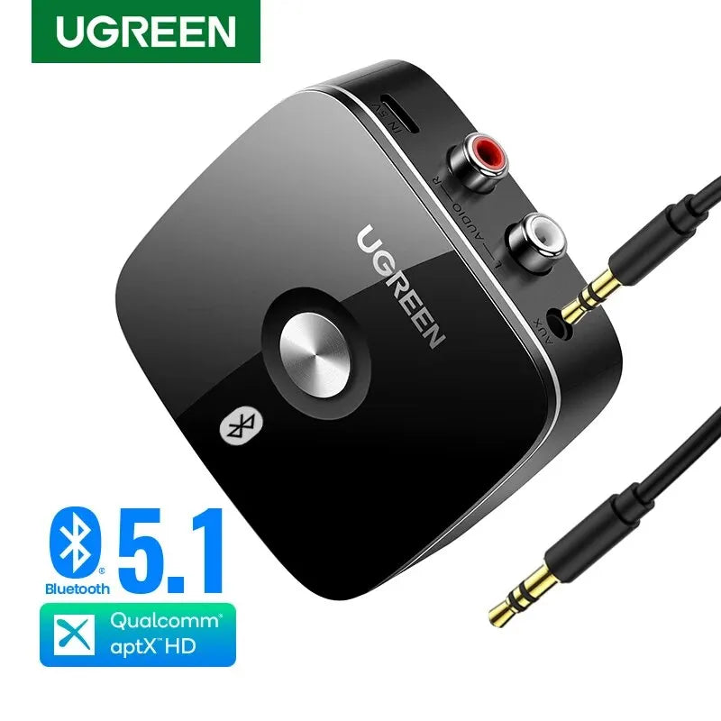 UGREEN Bluetooth RCA Receiver 5.1 AptX HD 3.5mm Jack Aux Wireless Adapter Music for TV Car 2RCA Bluetooth Audio Receiver AptX