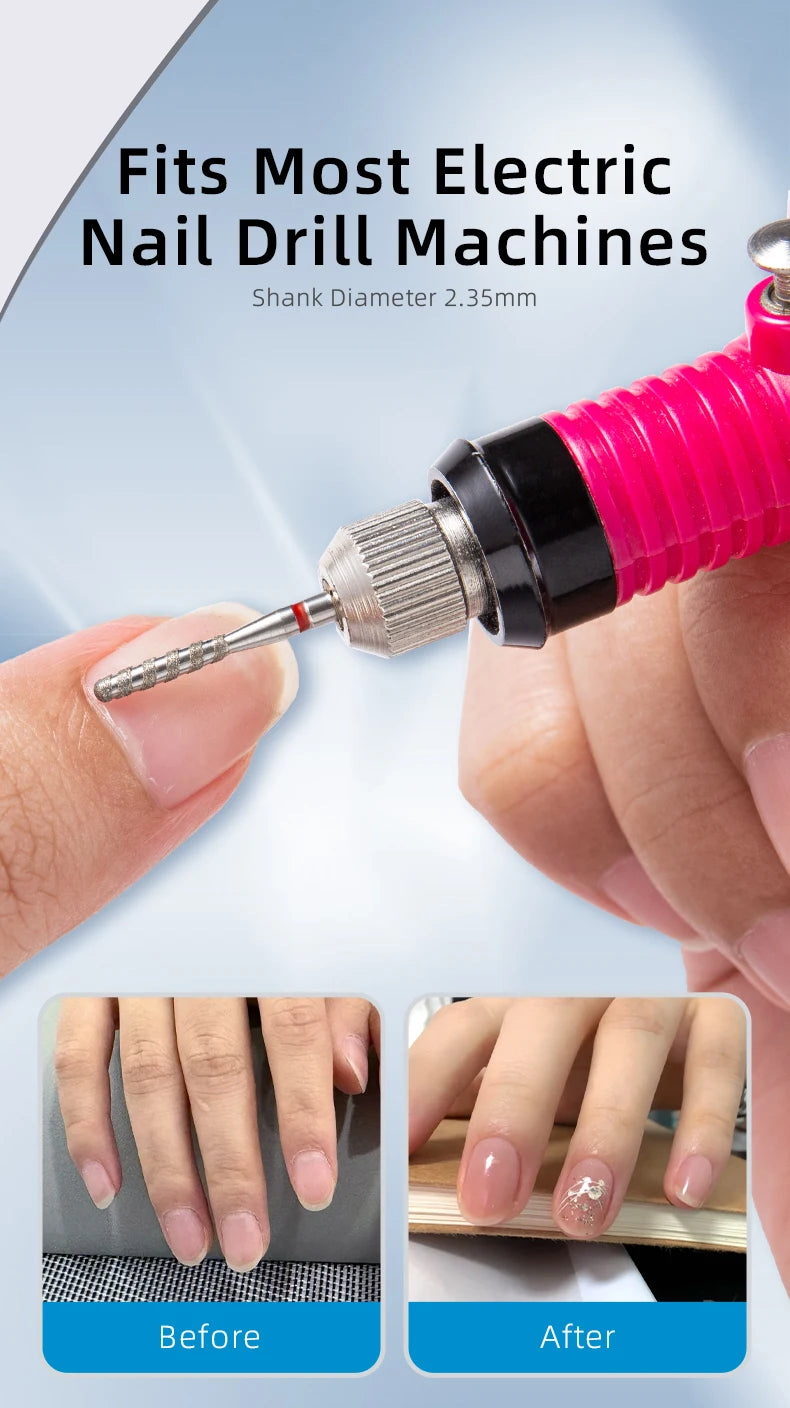 Tornado Diamond Nail Drill Bits Spiral Drill Milling Cutter For Manicure Electric Machine Accessory Nail File Gel Remover Tool