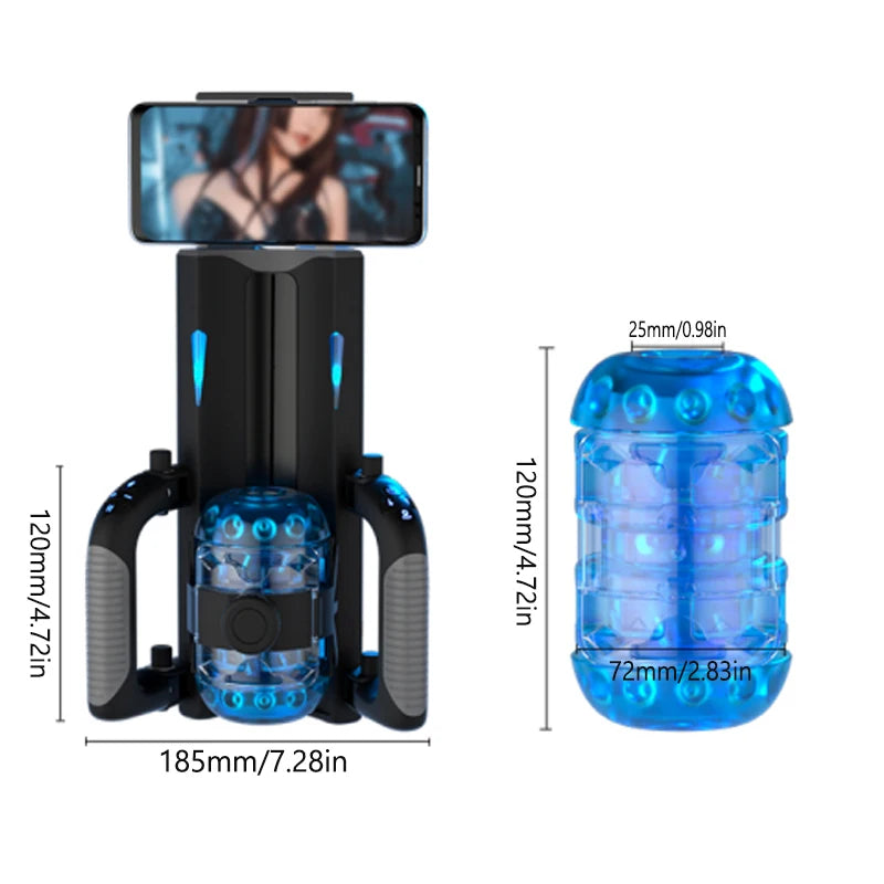 THRUSTING-King 12cm 6-Segment Fixed-point Telescopic Male Masturbator One-Key Burst Masturbation Cup Trainer Sex Toys for Men