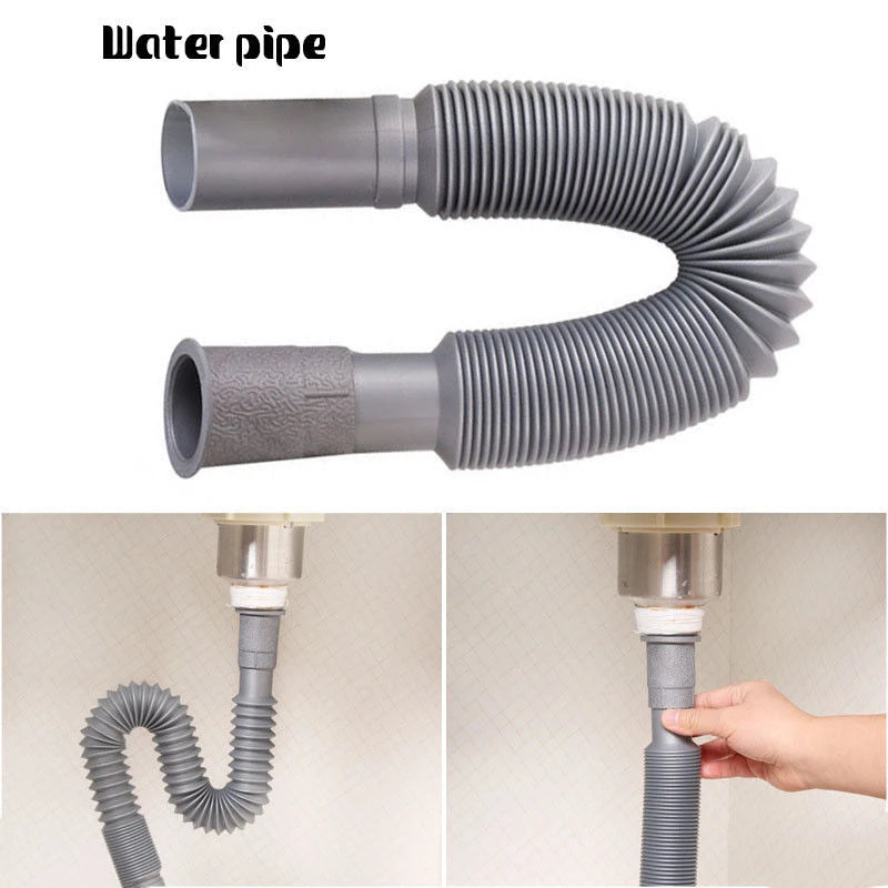 Universal Plastic Flexible Kitchen Basin Strainer Sink Extension Washbasin Drain Hose Pipe    For Bathroom Kitchen Accessories