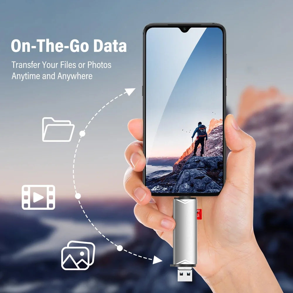 JASTER 6 In 1 Multifunction USB 3.0 Card Reader U Disk TYPE-C/Usb/Tf/Sd Flash Drive Memory Card for Adapter Phone Laptop Compute