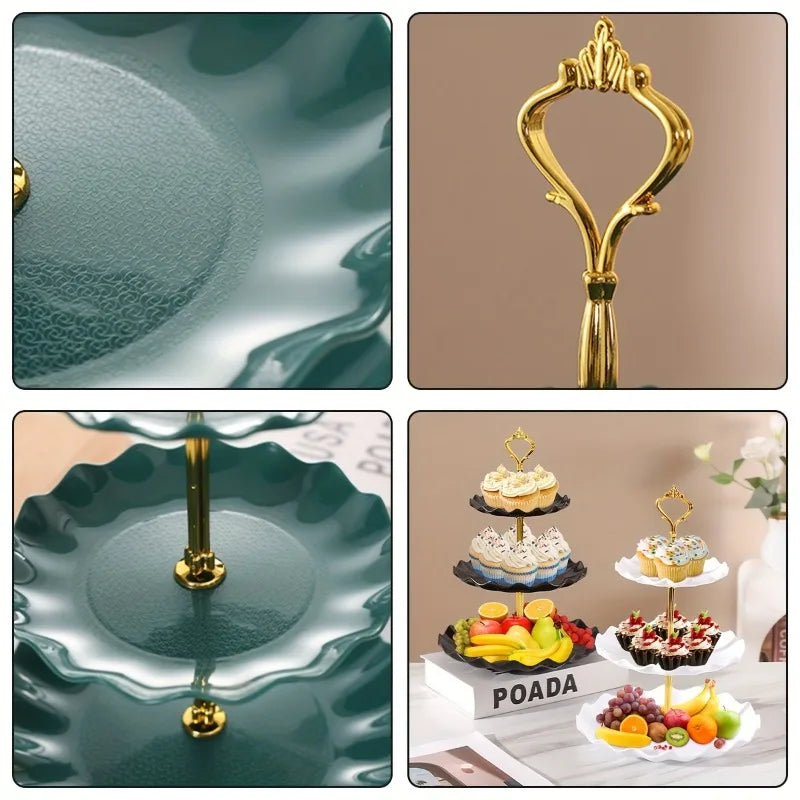 3-Tiered Dessert Stand with Scalloped Edge