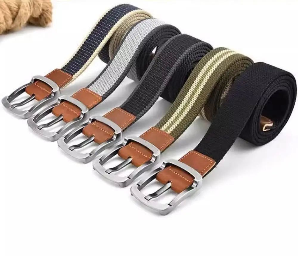 Fashionable and Trendy Canvas Belt Men's and Women's Belt Casual Belt Student Youth Cargo Pants Needle Buckle Wide Neutral Belts