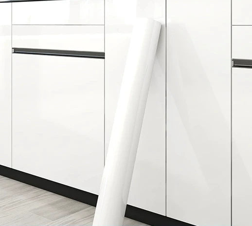 Glossy White Self-adhesive Kitchen Sticker, Water and Moisture Resistant for Countertop and Table Decoration, Cabinet Protection