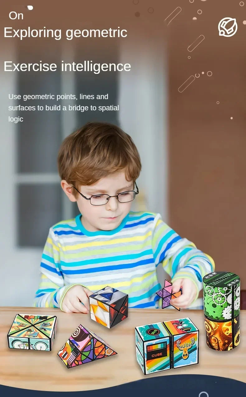 3D Shape Shifting Box Geometric Changeable Magnetic Magic Cube Decompression Hand Flip Puzzle Kids Reliever Fidget Toy