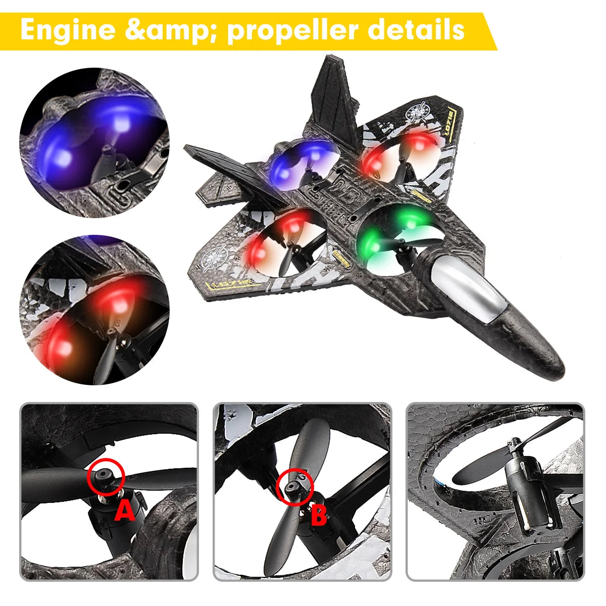 L0712 RC Plane 2.4G Remote Control Aircraft Gravity Sensing Aircraft Glider with Light EPP Foam Fighters for Boys Children