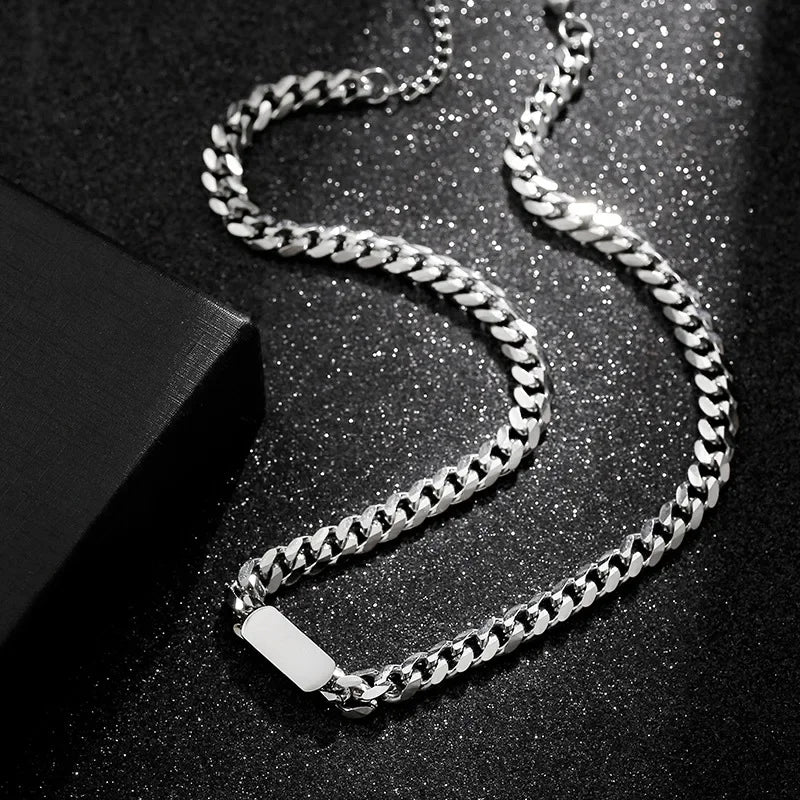 Trendy Thick Chain Bracelet for Men Classic Necklaces Titanium Steel Link Chain Hip Hop Male Boys Wristband Gift Jewelry No Fade