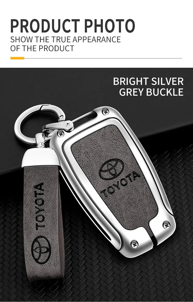 Zinc Alloy Leather Car Smart Remote Key Case Cover Shell For Toyota Corolla Prius Camry CHR C-HR RAV4 Altis Land Cruiser Prado