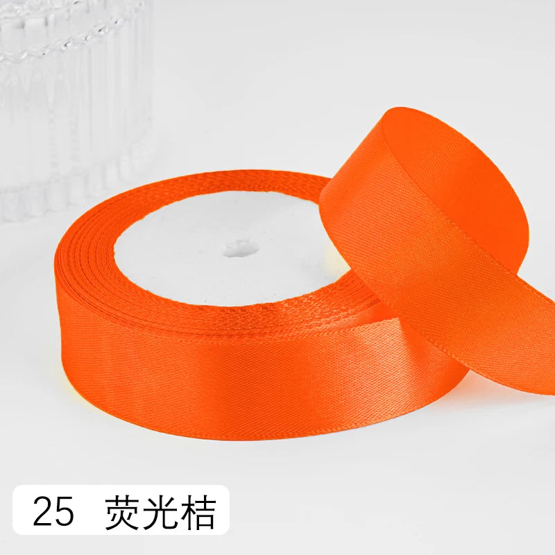 25yards/roll 1inch Satin Ribbon DIY Handmade Crafts Gift Box Flower Cake Decoration Wedding Birthday Party Festival Supplies