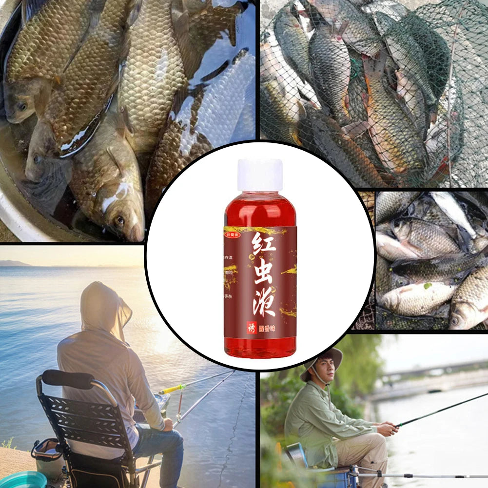 Concentrated Fish Bait Additive Multipurpose Strong Fish Attractant Promote Appetite Red Worm Additive for Trout Cod Carp Bass
