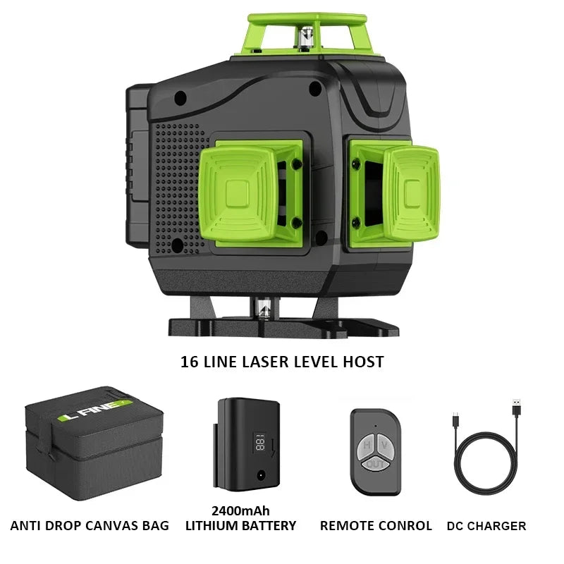 Lfine 4D 16 Lines 360°Self-leveling Laser Levels with Tripod and Suitcase Horizontal And Vertical Professional Laser Level Tool