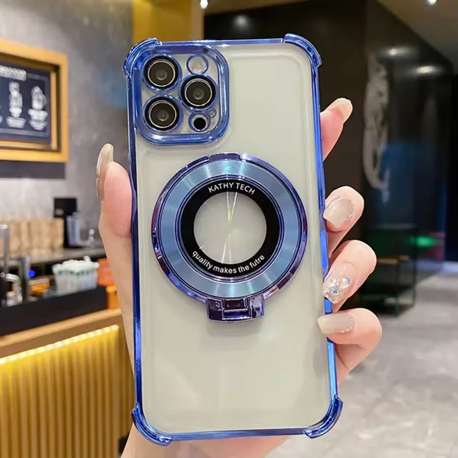 Luxury Plating Holder Phone Case For Infinix Note 60 50 30 40 Pro 50X 50S Smart 20 10 9 8 7 6 5 Shockproof Silicone Stand Cover