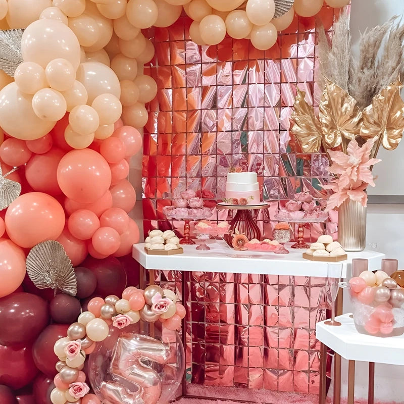 2pcs Party Backdrop Metallic Foil Fringe Tinsel Curtain Adult Kids Birthday Party Wedding Decoration Baby Shower Favor Supplies