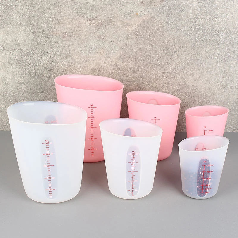 Kitchen Measuring Tools Silicone Measure Cup 250ml/500ml Liquid Measuring Cup Dosing Utensils Pink/ White Measuring Jug
