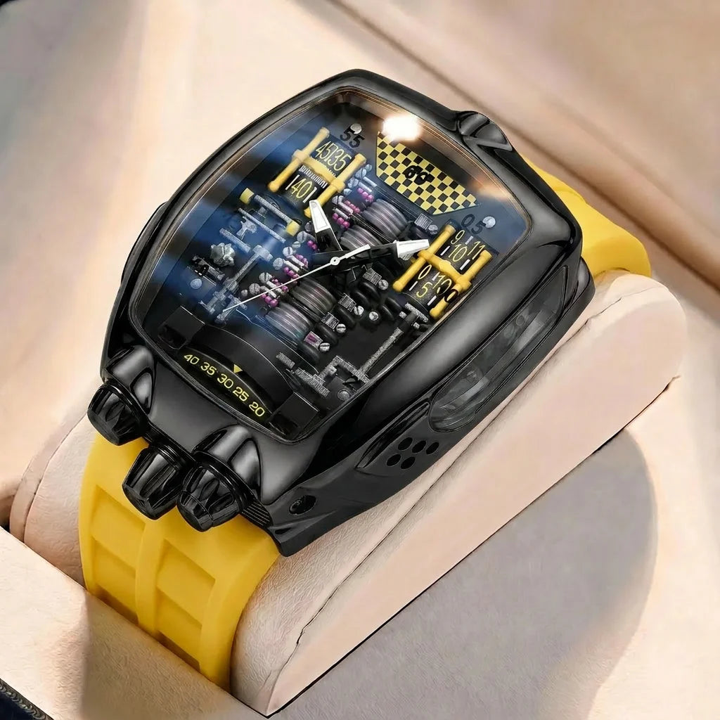 1pcs Men's black dial alloy strap vintage fashion tonneau sporty details Quartz Watch for business party holiday