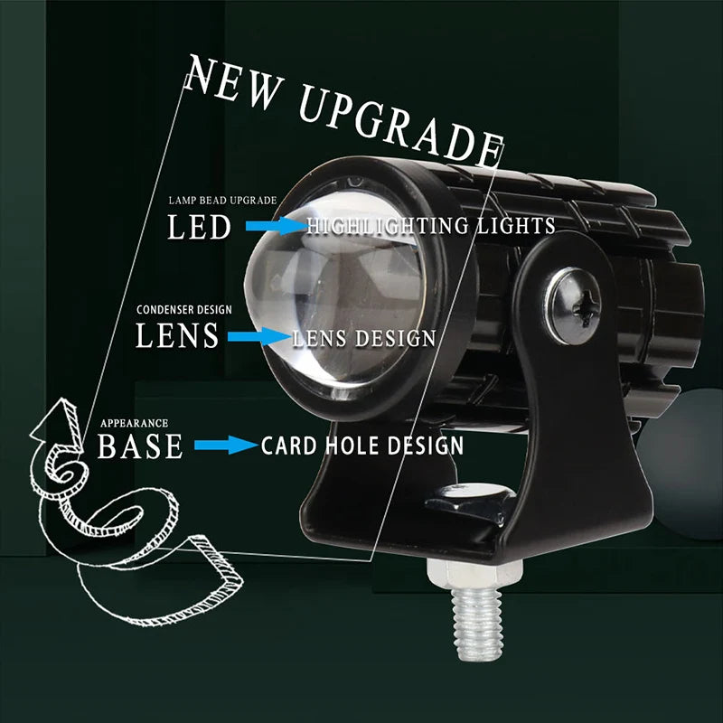 Motorcycle Mini Driving Light Dual Colo for Headlight Auxiliary Spotlight Lamp R ATV Scooter Moto Fog Light Accessories 12V