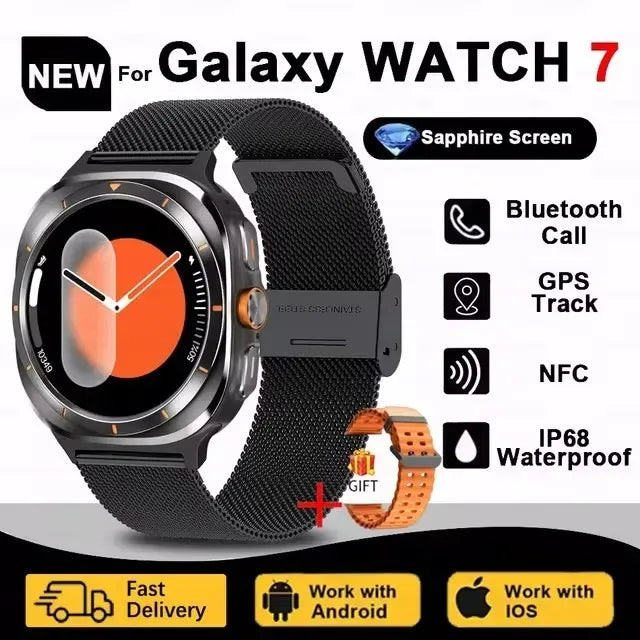 Galaxy Watch 7 Ultra GPS Tracking Smart Watch Men Amoled Screen Heart Rate Bluetooth Call NFC Sports Smart Watch For Android IOS