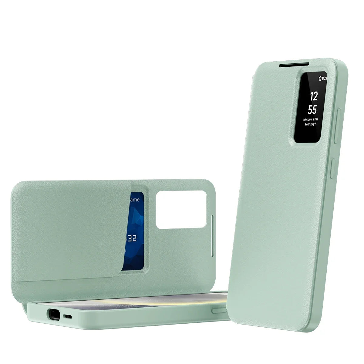 Smart Window View Leather Flip Case for Samsung Galaxy S26 S25 S24 S23 Ultra Plus No-flip Answering Card Holder Slot Book Cover
