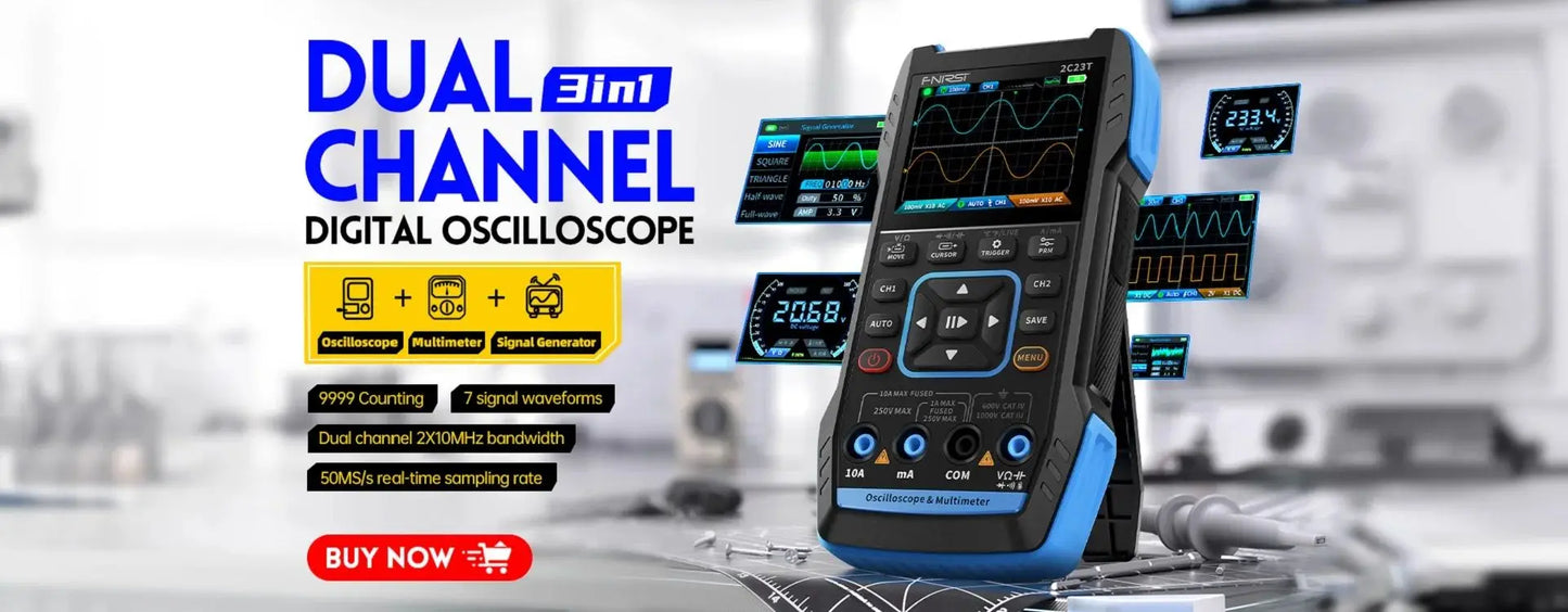 FNIRSI DSO152 Mini Handheld Digital Osciloscopio 2.5MSa/s 200KHz Analog Bandwidth 800VPP Support Firmware Upgrade PWM Output