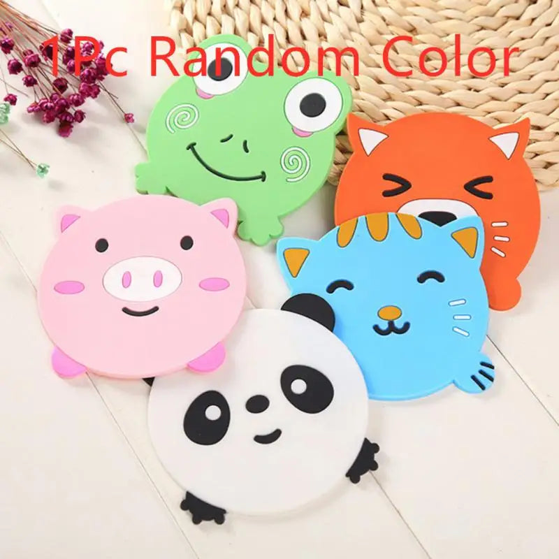 Cute Animal Cup Mats Pad Pot Holder Kitchen Accessories Cartoon Coaster Silicone Mat Drink Cup Coasters Non-slip Placemat