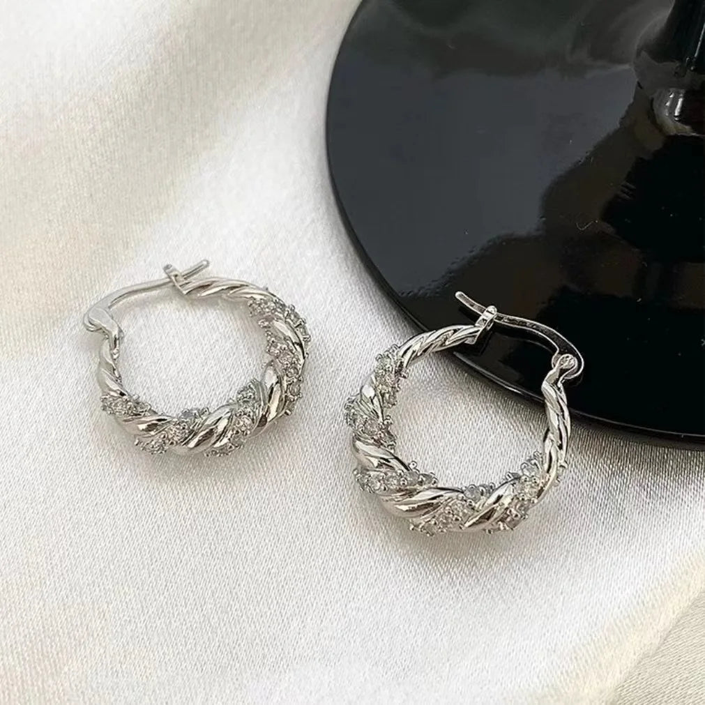 Punk Round Circle Dangle Earrings for Women Party Retro Statement Jewelry Trendy Geometry Silver Color Metal Hoop Earrings