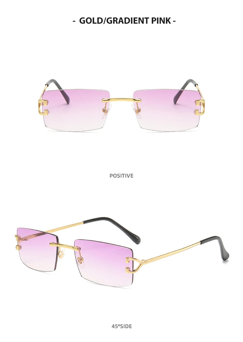 Square rimless sunglasses women Europe and the United States fashion modern glasses with street shot fashionable sunglasses