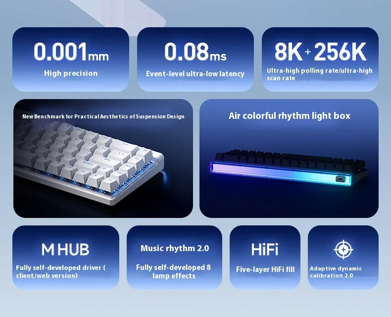 MCHOSE ACE68 Air Magnetic Keyboard Magnetic Switch 8k Polling Rate 128k Scanning Rate RGB Light Box Customized Gaming Keyboard