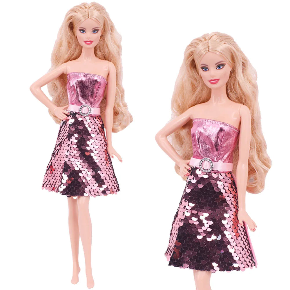 Flash Skirt Doll Dress For Barbie Clothes Accesories BJD Blyth 1/6 Dollhouse Miniature Items Toys For Girls