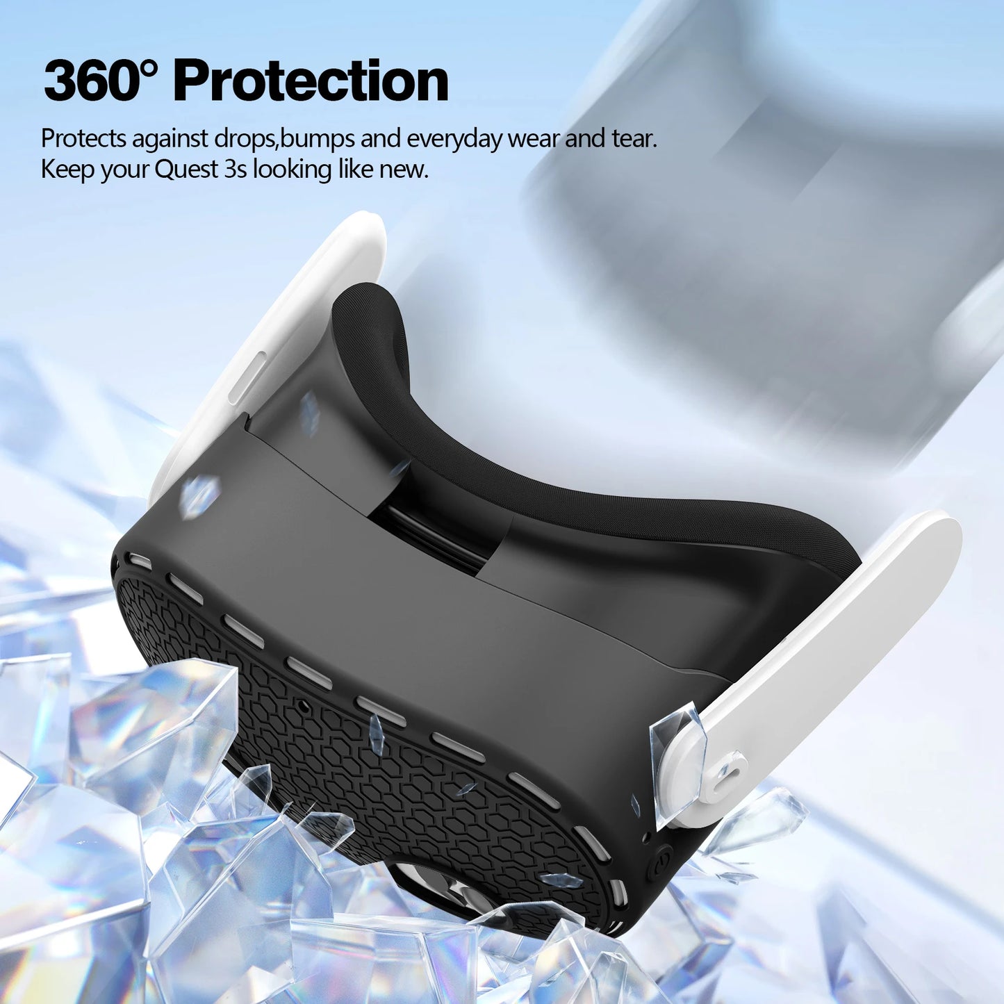 Silicone Protective Case for Meta Quest 3S VR Headset Shell Skin Protector Cover for Meta Quest 3S Accessories