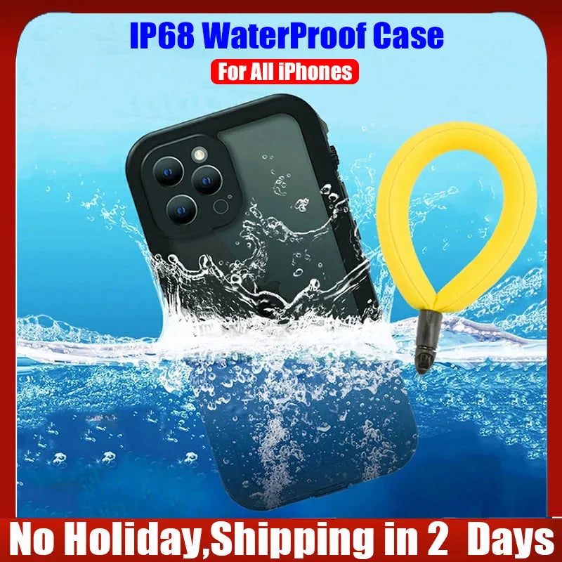 Magnetic Charging IP68 Waterproof Case For Apple iPhone 16 15 14 13 Pro Max Plus Drop proof Cover Diving Swim outdoor sport