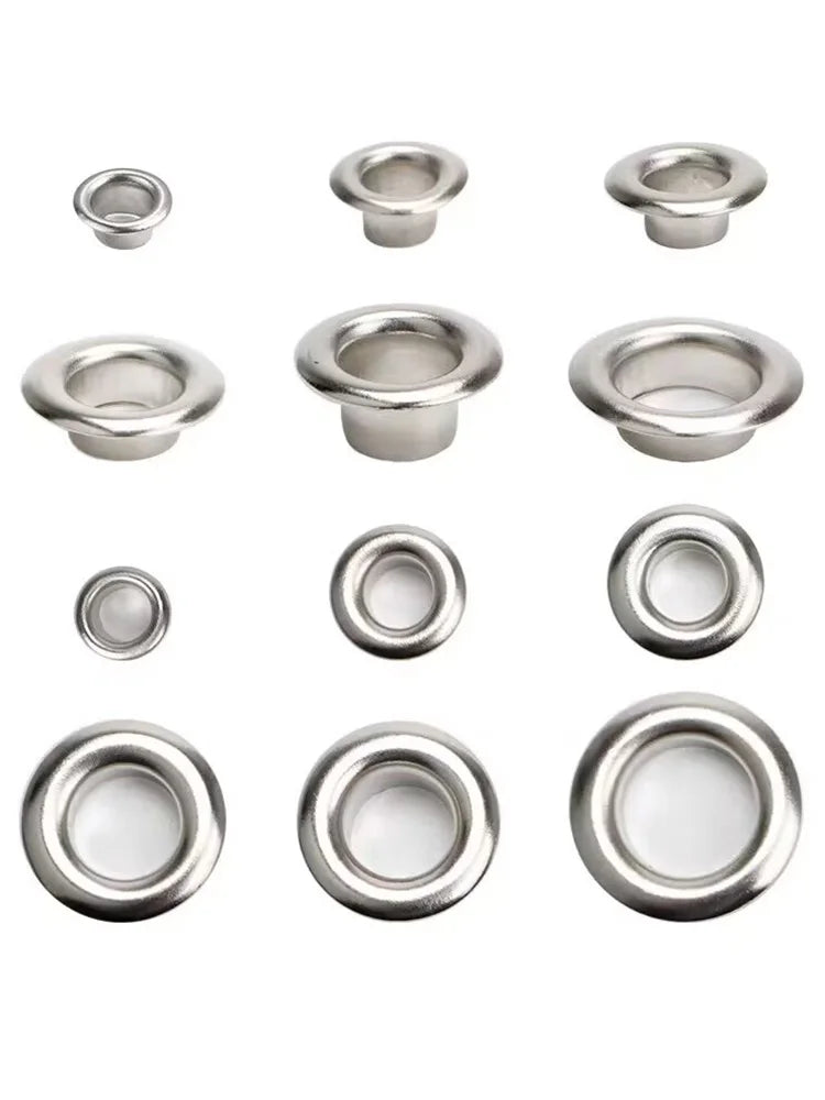 100 sets of stainless steel  eyelets with a tool ,for canvas holes, clothes, handbag, 5mm/6mm inner diameters