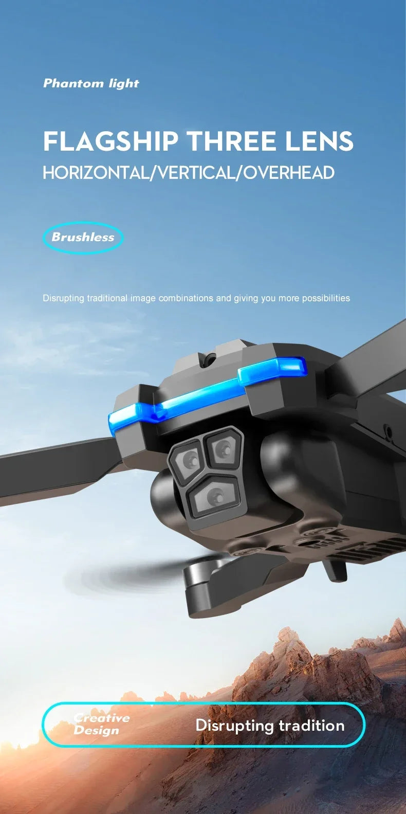 S8S RC Brushless Drone 4K Professional 8K Three ESC Camera Optical Flow Obstacle Avoidance Headless Mode Foldable Quadcopter Toy