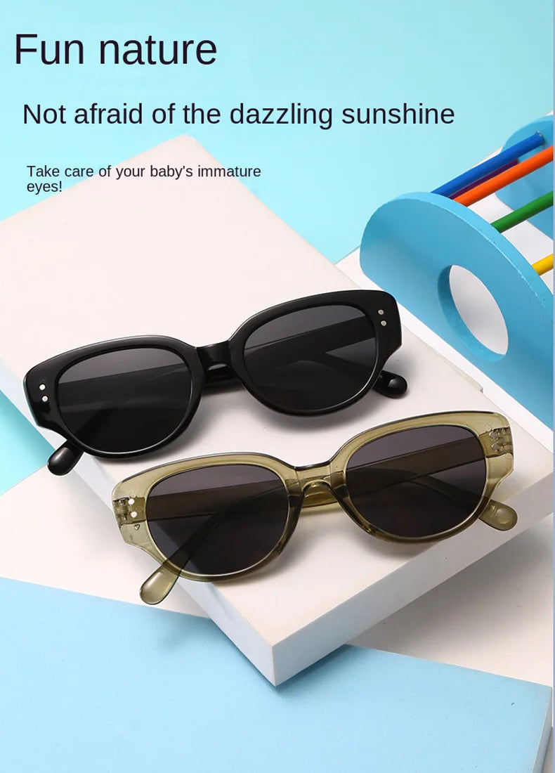 Fashion Children Cat's Eye Sunglasse Brand Designer Retro Boys Girls Eyeglasses Cute Baby Shade Eyewear Kids Sun Glasses UV400