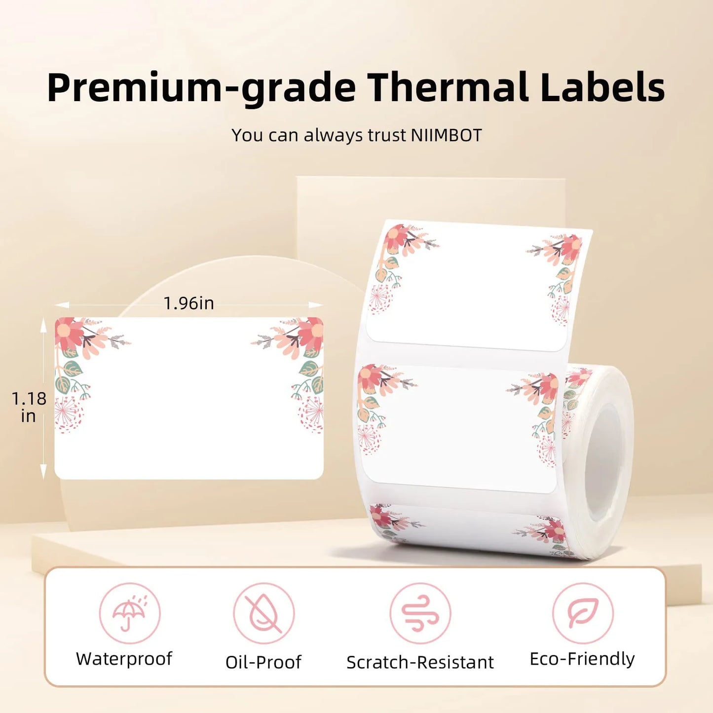 Niimbot  B1/B21/B203Mini Printer Thermal Wire White/Color/Round/Flower Sticker Self Adhesive Waterproof Sticker Hot Collection