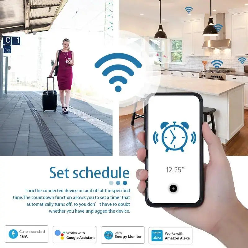 Tuya Smart Wifi Socket 16A/20A EU Smart Plug With Power Monitoring Smart Life APP Remote Control Support Google Assistant Alexa