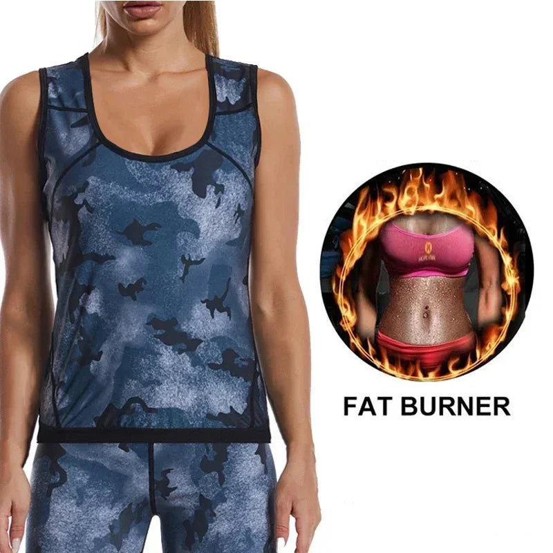 Women Camouflage Sauna Sweat Vest Body Shaper Slimming Fat Burner Tank Tops Weight Loss Workout Shapewear Gym Fitness Shirt