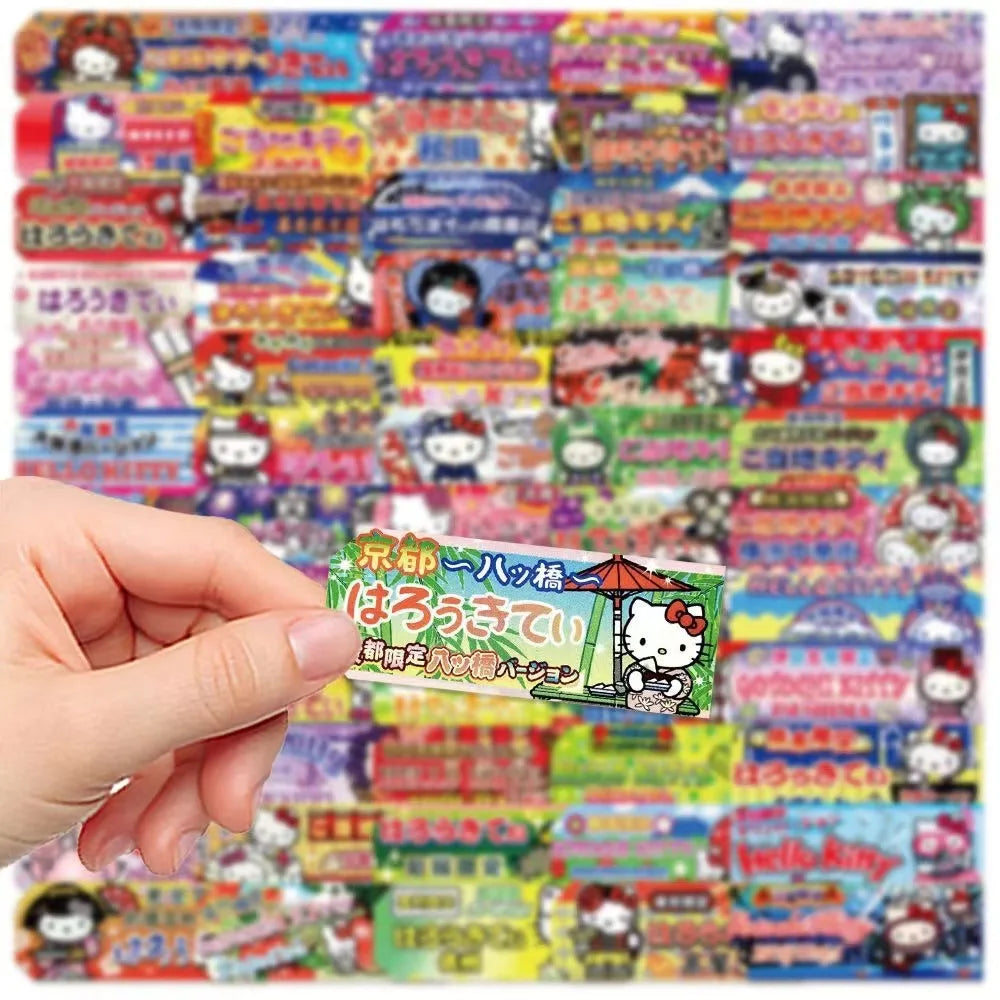 60pcs Kawaii Hello Kitty Labels Sealing Stickers Aesthetic Decorative Stationery Phone Laptop Waterproof Cute Kids Sticker Gift