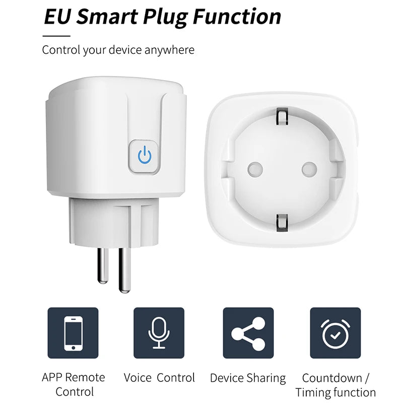 20A Wifi Smart Plug EU Socket With Power Monitoring Timing Function Voice Control Support Alexa Google Home Assistant EWelink