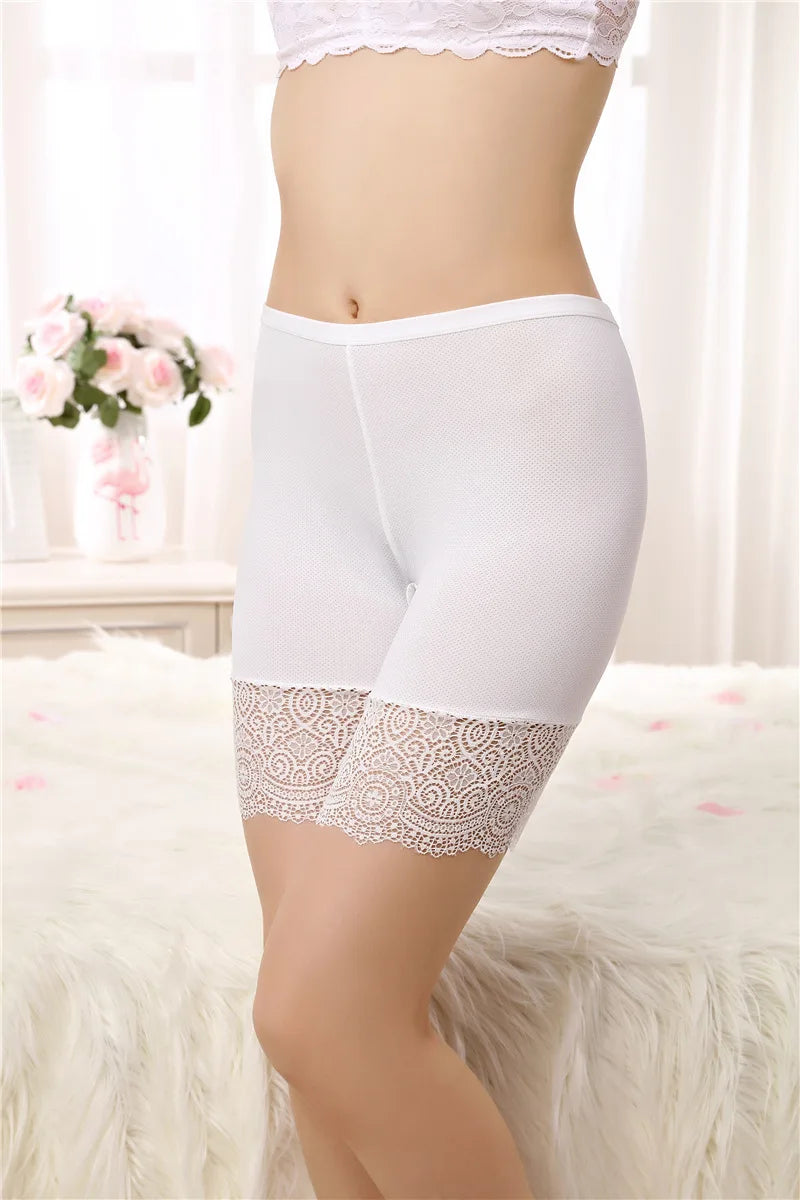 Plus Size Safety Shorts Women Summer Seamless Sexy Lace Anti Chafing Underskirt Boxers Female High Waist Underwear Panties 110KG