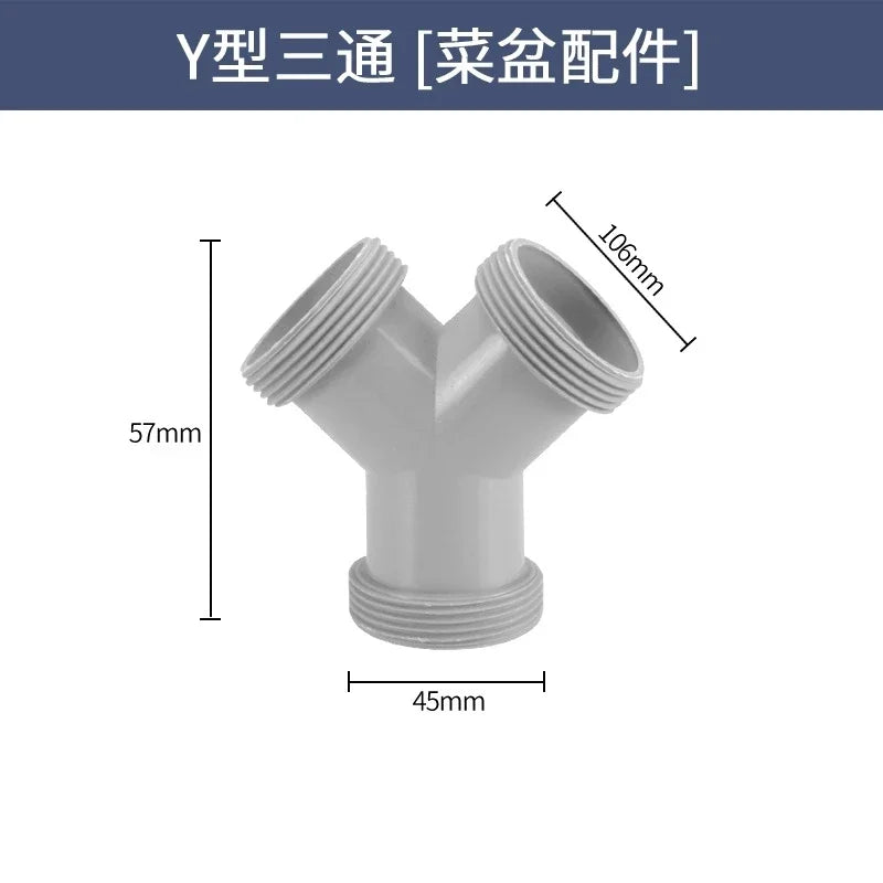 Sink Drain Pipe Adapter Kitchen Basin Sewer Branch Drainage Water Pipe Thread Hose Joint Bathroom Downpipe Accessories