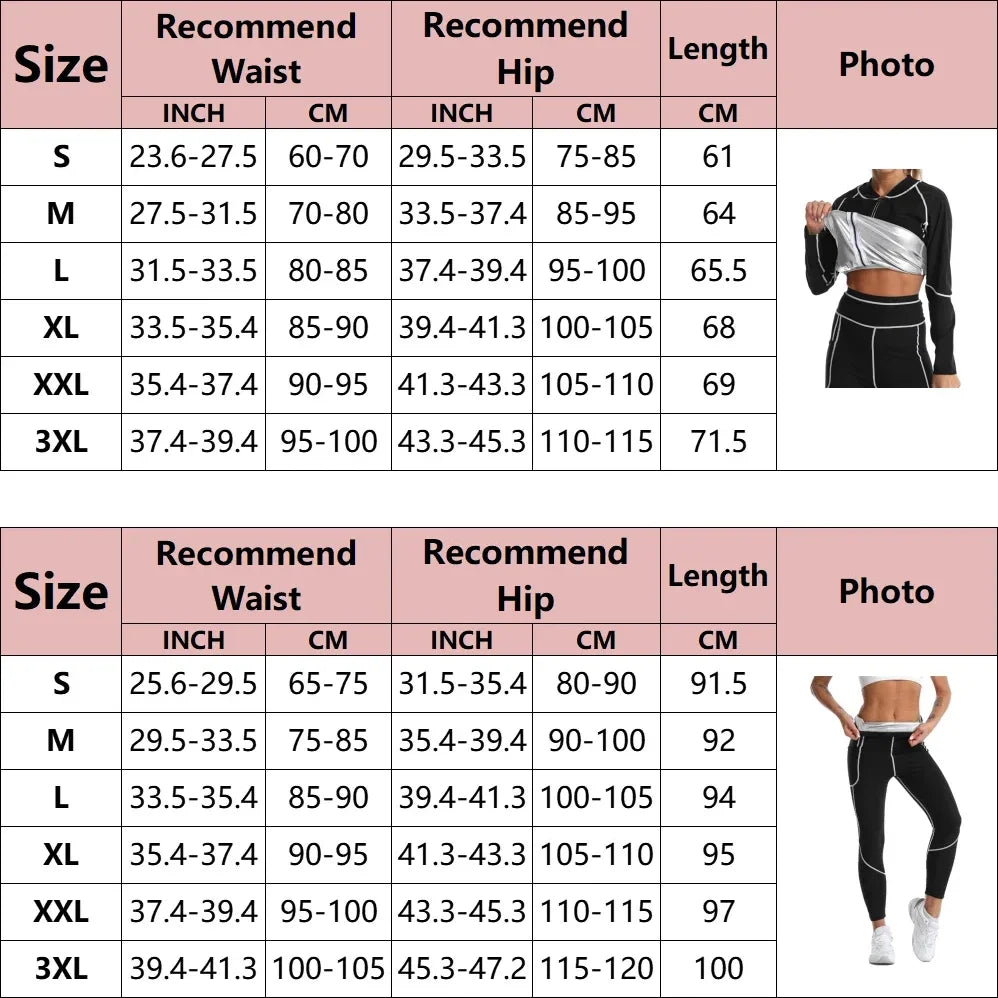 Sauna Sweat Suits Polymer Sweat Suit Waist Trainer Suits Hot Sweating Jacket Leggings Fat Burn Suit Weight Loss Corset Top Pants